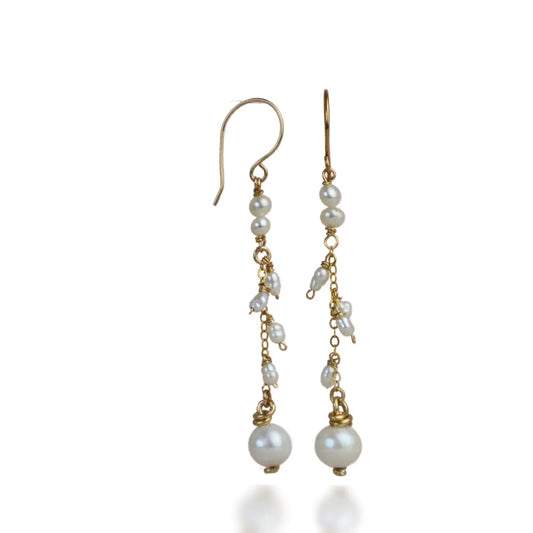 Harmony Cascade Handcrafted Freshwater Pearl Earrings - Image #3