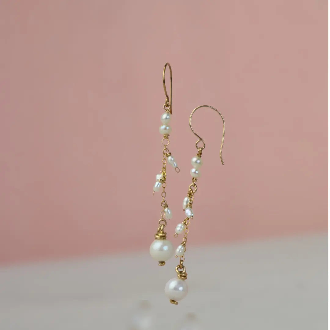 Harmony Cascade Handcrafted Freshwater Pearl Earrings - Image #1