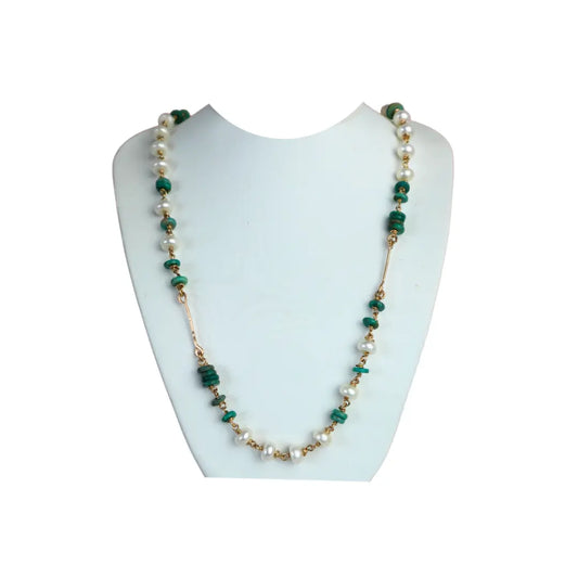 Oceanic Splendor Handcrafted Pearl and Turquoise Necklace - Image #4