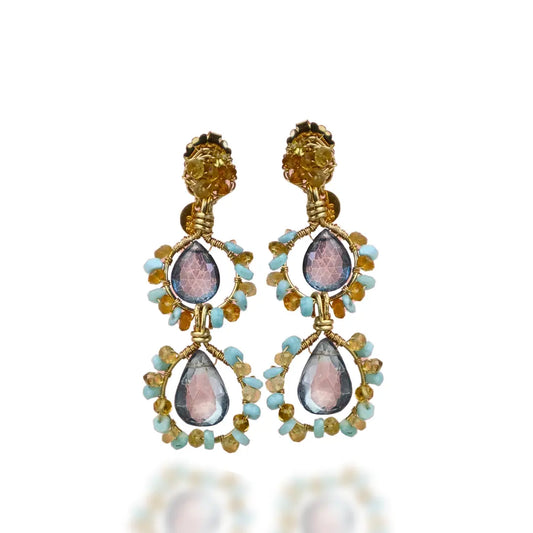Ocean Citrine Dreams Handcrafted Gemstone Earrings - Image #3