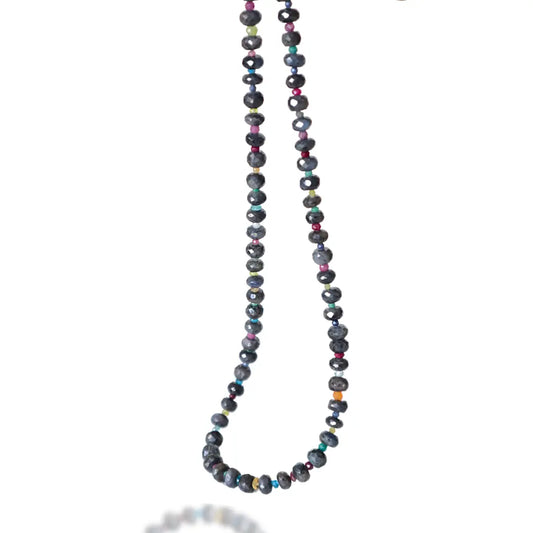14Kt Yellow Gold Necklace in Sapphire & Agate - Image #3