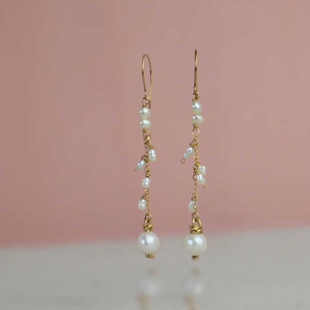 Harmony Cascade Handcrafted Freshwater Pearl Earrings - Image #2