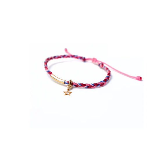 14/20 Yellow Gold-Filled  Good Vibes Bracelet with Pink Cord - Image #1