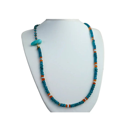 Ocean Serenity Handcrafted Apatite and Carnelian Necklace - Image #1