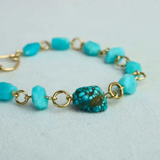 Golden Oasis Handcrafted Turquoise Bracelet - Image #1