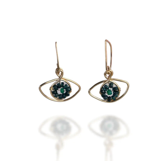 14/20 Gold filled Earring in Emerald  & Tourmaline - Image #2