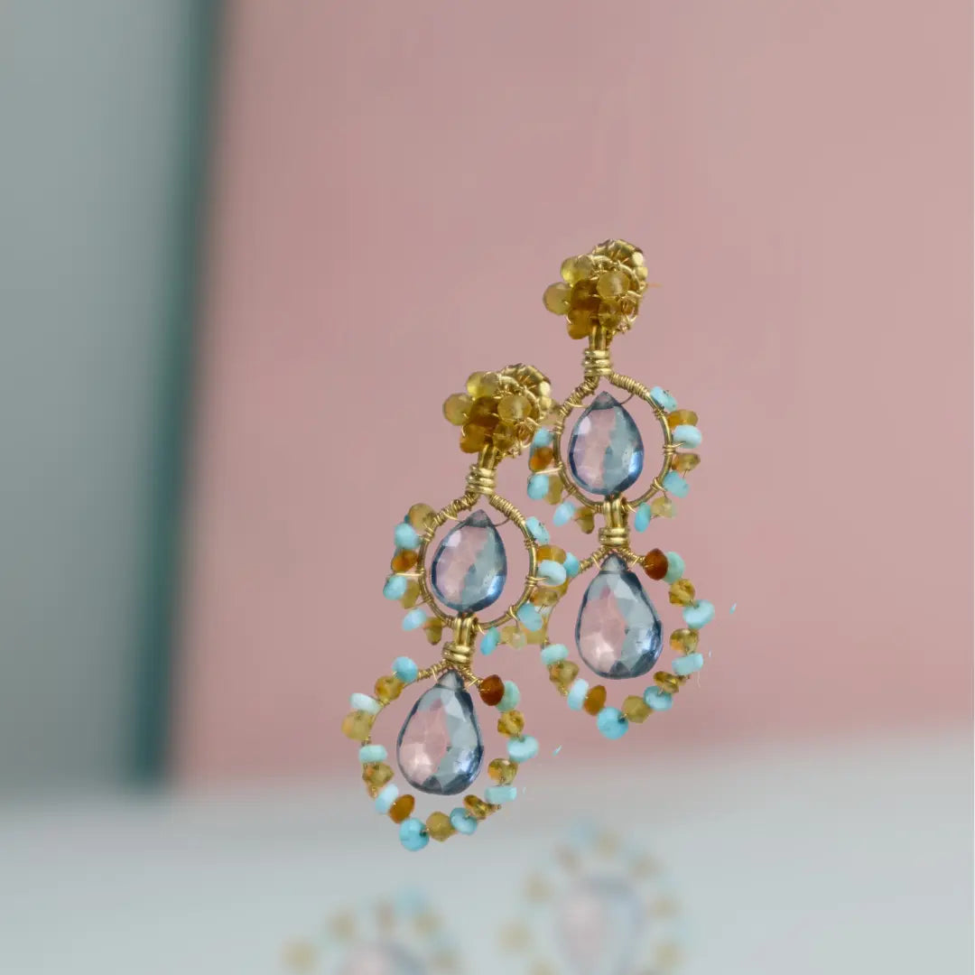 Ocean Citrine Dreams Handcrafted Gemstone Earrings - Image #1