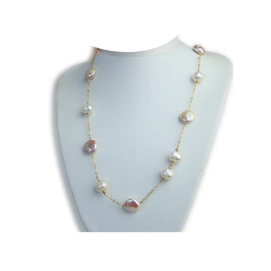 Oceanic Elegance Handcrafted Freshwater Pearl Necklace - Image #1